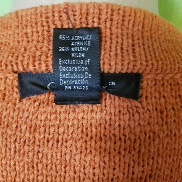 Boho Sweater size Small C'est City  Orange with beaded neckline - Picture 4 of 6